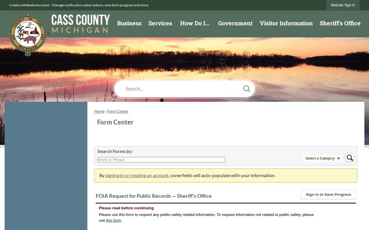 Cass County Sheriff public records request form